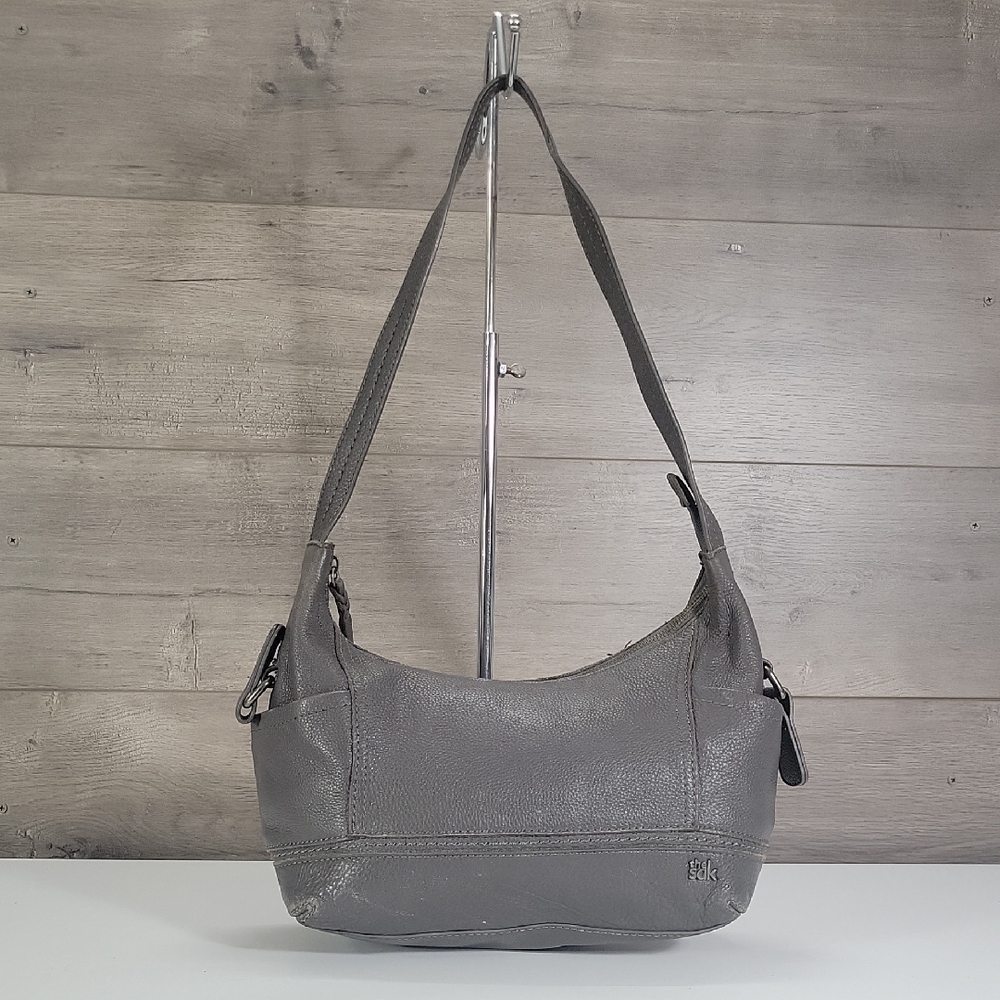 The Sak Gray Leather Shoulder Bag